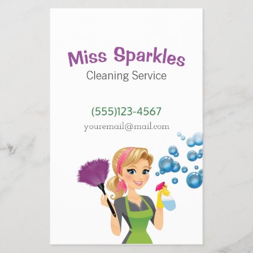 Cute Cartoon Maid Cleaning Service Flyer
