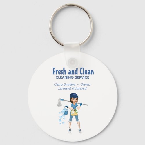 Cute Cartoon Maid House Cleaning Service Keychain