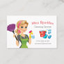 Cute Cartoon Maid House Cleaning Services Business Card