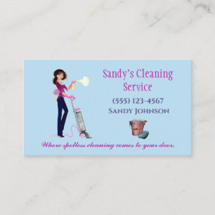 Cute Cartoon Maid Professional Cleaning Services Business Card