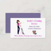 Cute Cartoon Maid Professional Cleaning Services Business Card (Front/Back)