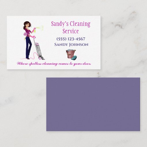 Cute Cartoon Maid Professional Cleaning Services Business Card | Zazzle