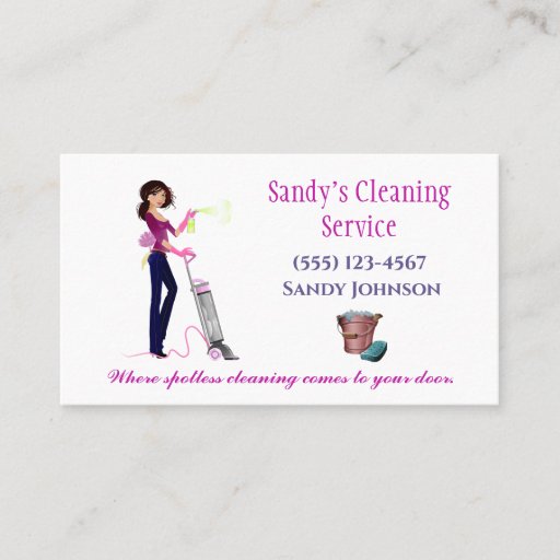 Customizable Cute Cartoon Maid Professional Cleaning Services Business Card