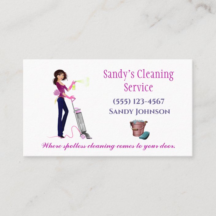 Cute Cartoon Maid Professional Cleaning Services Business Card | Zazzle.com