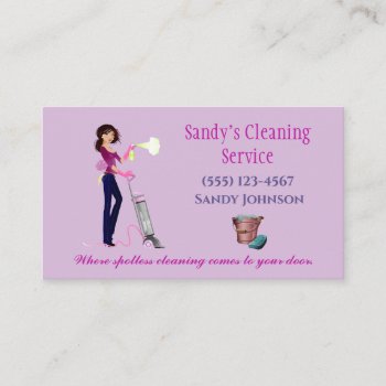 Cute Cartoon Maid Professional Cleaning Services Business Card by tyraobryant at Zazzle