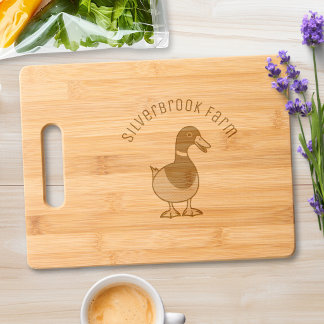 Cute Cartoon Mallard Duck Arch Farm Name Full Engraved Cutting Board
