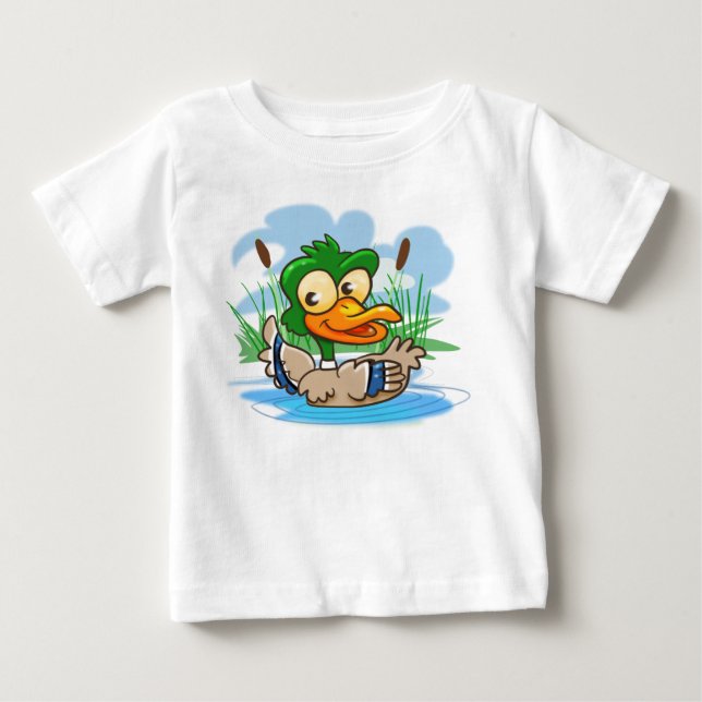 Cute Cartoon Mallard Duck Baby T-Shirt (Front)