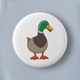 Cute Cartoon Mallard Duck Button