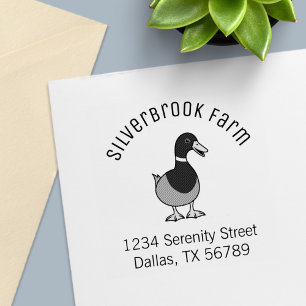 Cute Cartoon Mallard Duck Farm Arch Address Self-inking Stamp