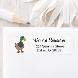Cute Cartoon Mallard Duck Return Address Label