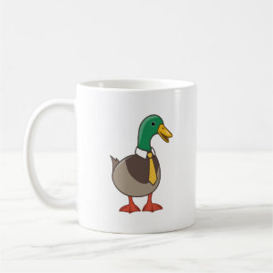 Cute Cartoon Mallard Duck with a Tie Coffee Mug