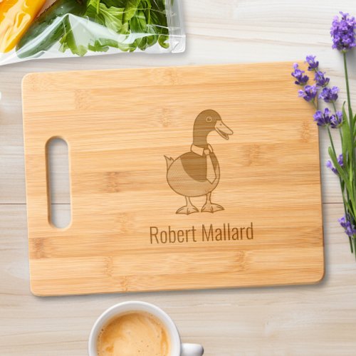 Cute Cartoon Mallard Duck with a Tie Full Engraved Cutting Board