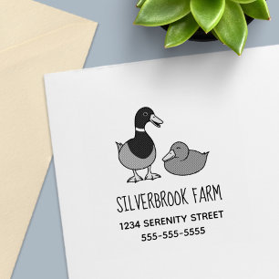 Cute Cartoon Mallard Ducks Pair Farm Address Self-inking Stamp