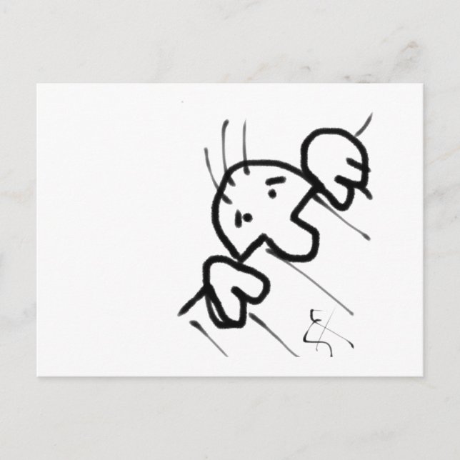 Cute Cartoon Man Peeking Over a Fence Postcard (Front)