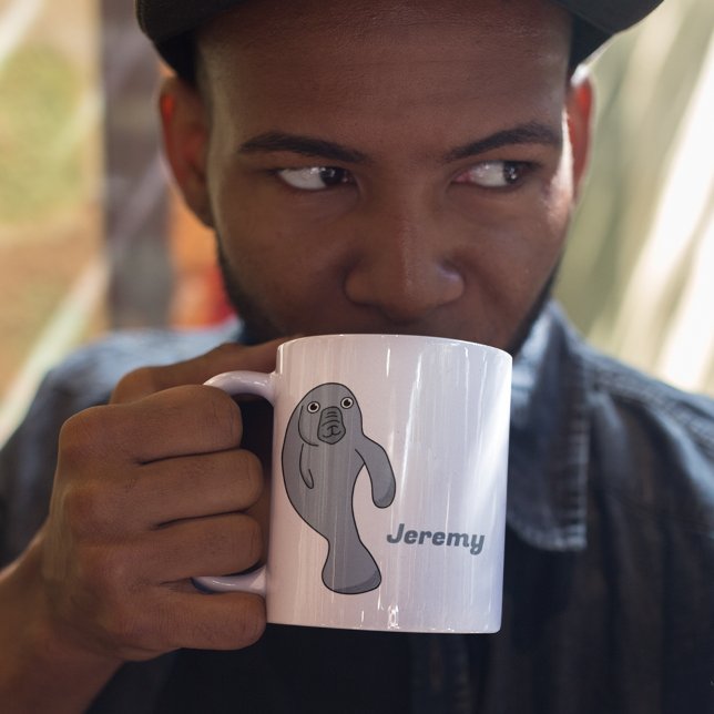 Cute Cartoon Manatee Personalized Coffee Mug (Creator Uploaded)