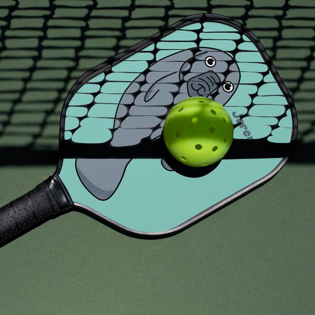 Cute Cartoon Manatee Personalized Pickleball Paddle (Creator Uploaded)