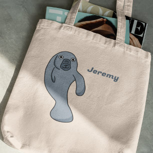 Cute Cartoon Manatee Personalized Tote Bag