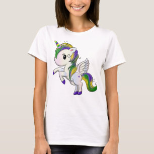 Cute Cartoon Mardi Gras Unicorn Pegasus T-Shirt