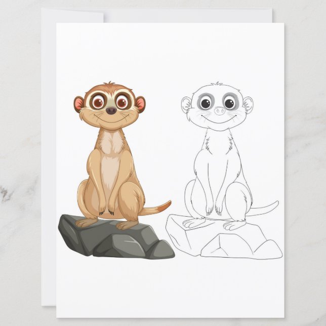 Cute Cartoon meerkat coloring page (Front)