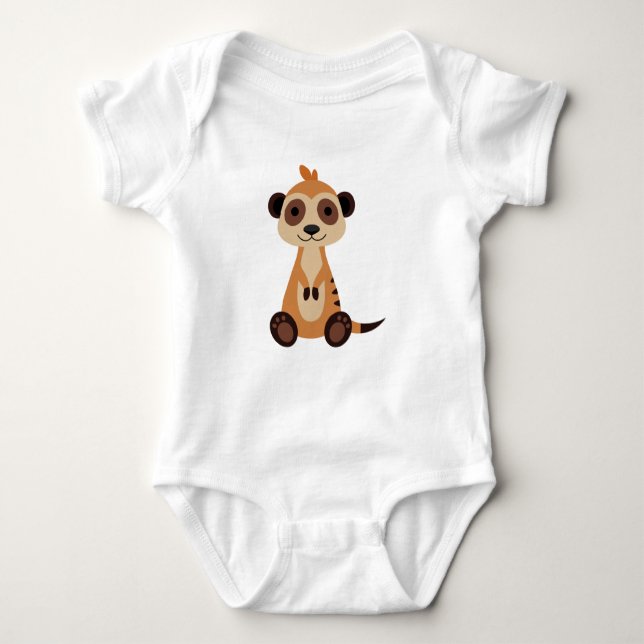 Cute Cartoon Meerkat Gift Baby Bodysuit (Front)