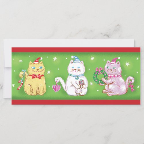 Cute Cartoon Meowy Christmas Cats in Santa Hats