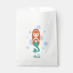 Cute cartoon mermaid girl in the sea bubbles favor bag