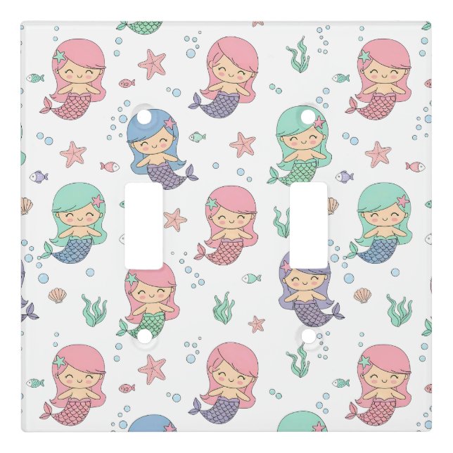 Cute Cartoon Mermaid Pattern Light Switch Cover (Front)