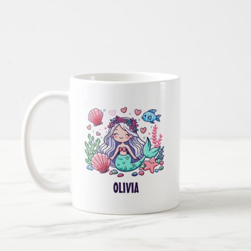 Cute Cartoon Mermaid Personalized  Coffee Mug