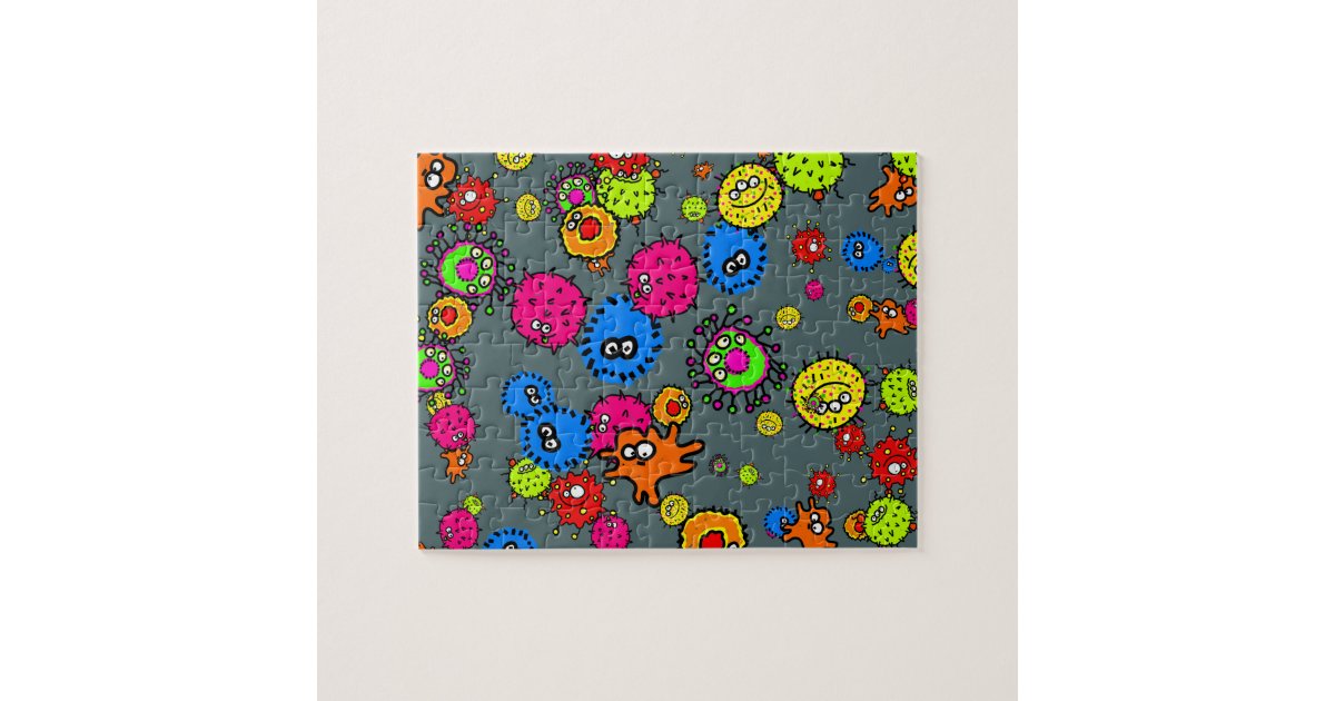 Cute Cartoon Microscopic Germ Wallpaper Jigsaw Puzzle Zazzle