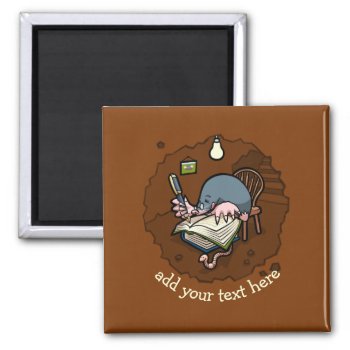 Cute Cartoon Mole Novelist Writing Book In Burrow Magnet by NoodleWings at Zazzle