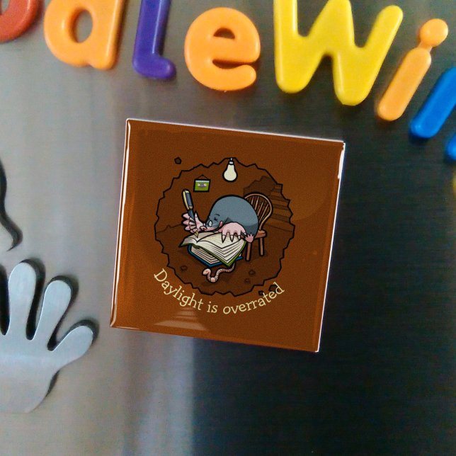 Cute Cartoon Mole Novelist Writing Book In Burrow Magnet (Creator Uploaded)