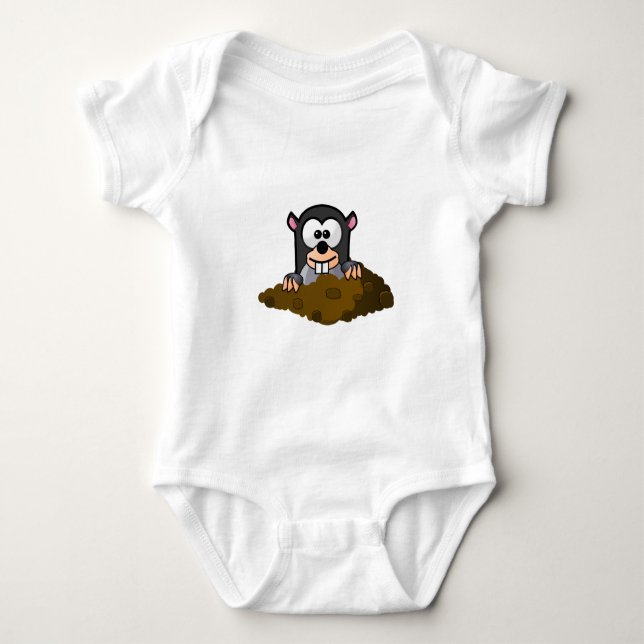 Cute Cartoon Mole Popping Up Out of the Ground Baby Bodysuit (Front)