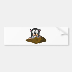 Cute Cartoon Mole Popping Up Out of the Ground Bumper Sticker