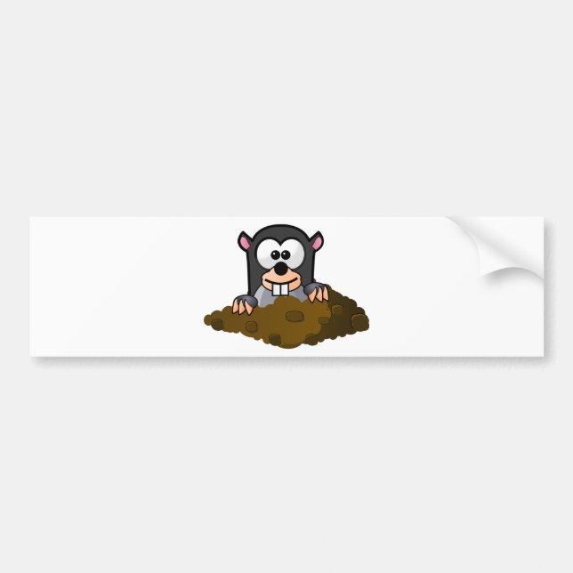 Cute Cartoon Mole Popping Up Out of the Ground Bumper Sticker (Front)