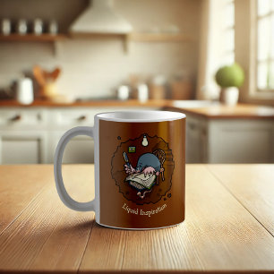 Cute Cartoon Mole Writer Or Student With Books Coffee Mug