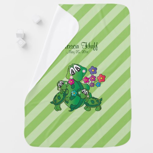 Cute Cartoon Momma Turtle and her Babies Baby Blanket