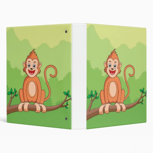 Cute Cartoon Monkey  Beautiful Wildlife 3 Ring Binder