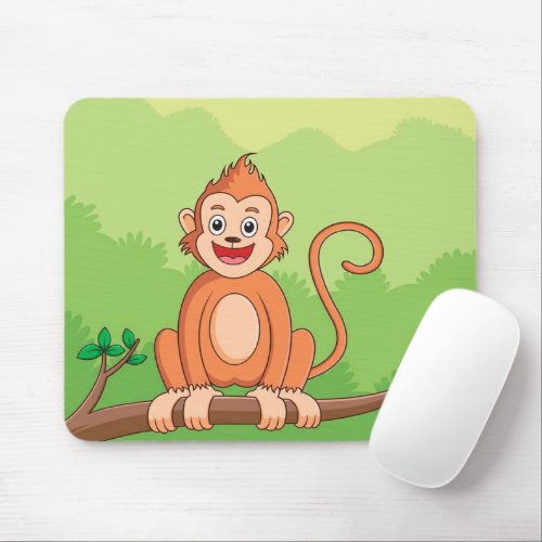 Cute Cartoon Monkey  Beautiful Wildlife Mouse Pad