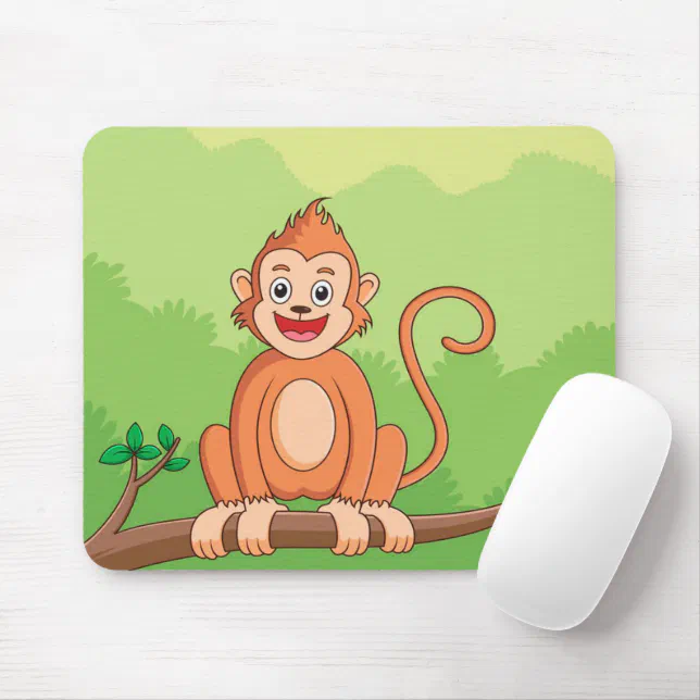 Cute Cartoon Monkey | Beautiful Wildlife Mouse Pad | Zazzle