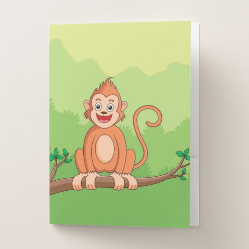 Cute Cartoon Monkey  Beautiful Wildlife Pocket Folder