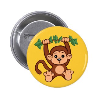 Cute Cartoon Monkey Button