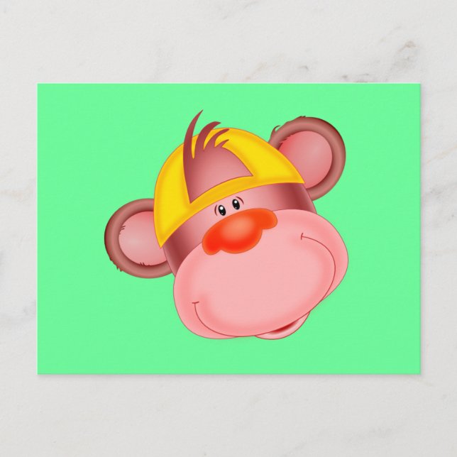 Cute Cartoon Monkey Face Postcard (Front)