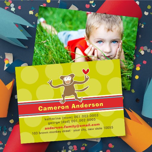 Customizable Cartoon Monkey Kid Photo Profile / Name Card Business Cards
