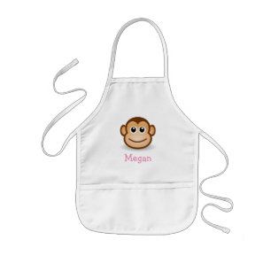 Cute cartoon monkey personalized with childs name kids' apron