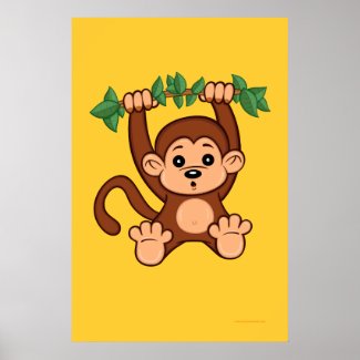 Cute Cartoon Monkey Poster