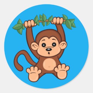 Cute Cartoon Monkey Sticker