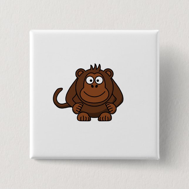 Cute Cartoon Monkey Template Pinback Button (Front)