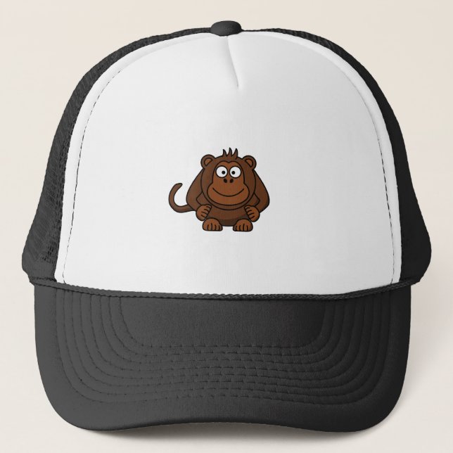 Cute Cartoon Monkey Template Trucker Hat (Front)