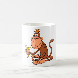 Cute Cartoon Monkey with Banana Funny Animal Coffee Mug