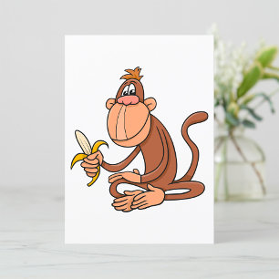 Cute Cartoon Monkey with Banana Funny Animal Invitation